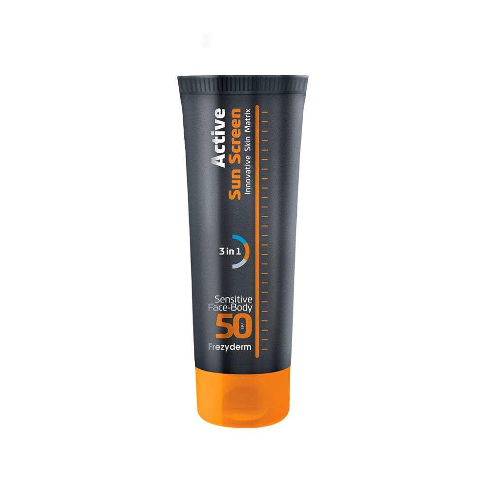 Frezyderm Active Sun Screen Sensitive Αδιάβροχη Αντηλιακή Κρέμα Προσώπου και Σώματος SPF50 150ml