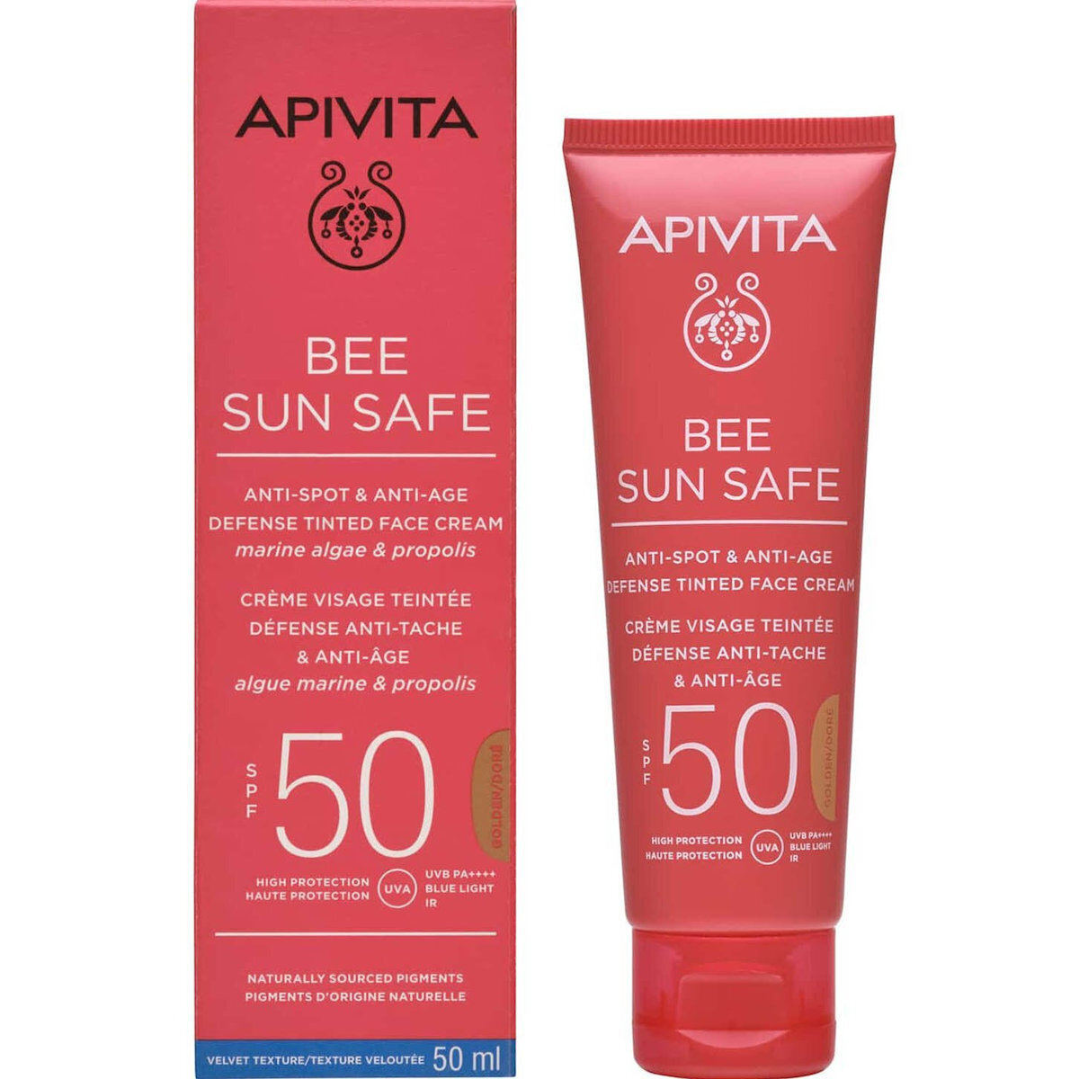 Apivita Bee Sun Safe Anti-spot & Anti-age Αντηλιακή Κρέμα Προσώπου SPF50 με Χρώμα Golden 50ml