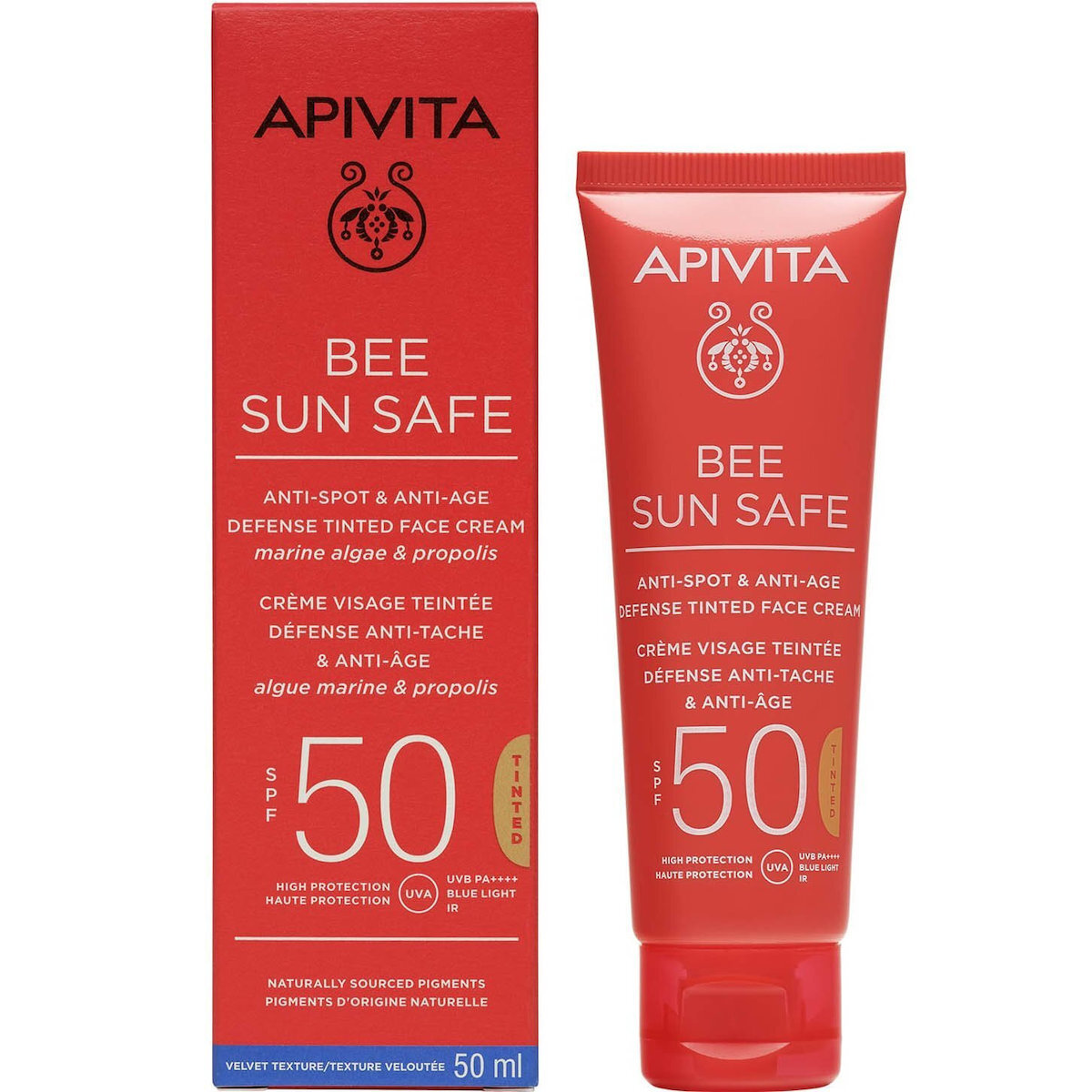 Apivita Bee Sun Safe Anti-spot & Anti-age Αδιάβροχη Αντηλιακή Κρέμα Προσώπου SPF50 με Χρώμα Tinted 50ml