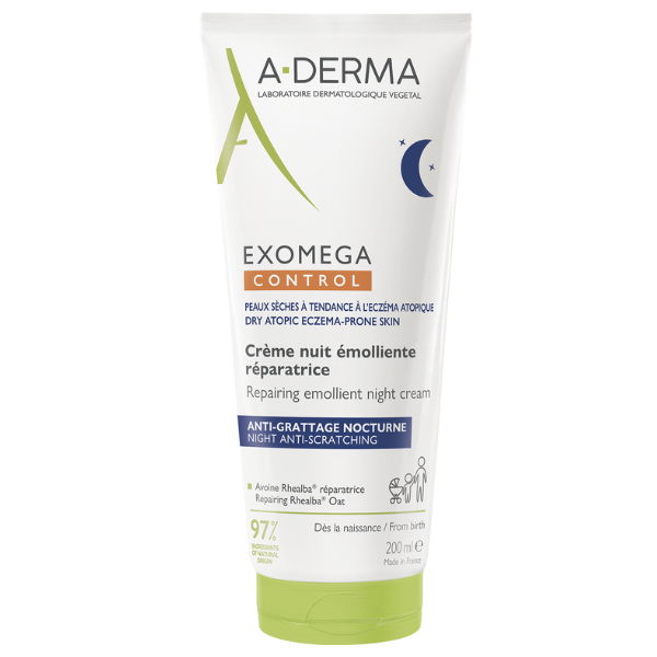 A-Derma Exomega Control Repairing Emollient Night Cream Επανορθωτική Μαλακτική Κρέμα Νυκτός  200ml