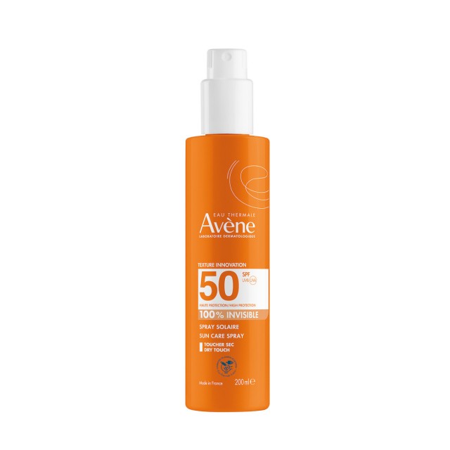 Eau Thermale Avène 100% Invisible Αδιάβροχη Αντηλιακή Λοσιόν Προσώπου και Σώματος SPF50+ σε Spray 200ml