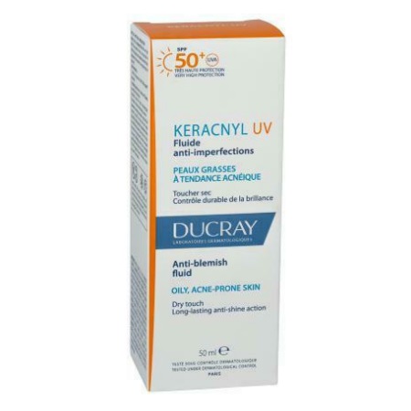 Ducray Keracnyl UV SPF50+ Fluid Λεπτόρρευστη Αντηλιακή Κρέμα για Δέρμα με Τάση Ακμής  50ml