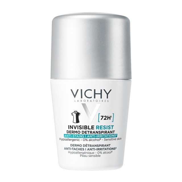 Vichy Invisible  Anti-Stain - Anti Irritation Roll-On Αποσμητικό κατά των σημαδιών και της έντονης εφίδρωσης  50ml
