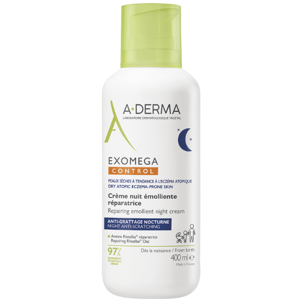 A-Derma Exomega Control Repairing Emollient Night Cream Επανορθωτική Μαλακτική Κρέμα Νυκτός  400ml