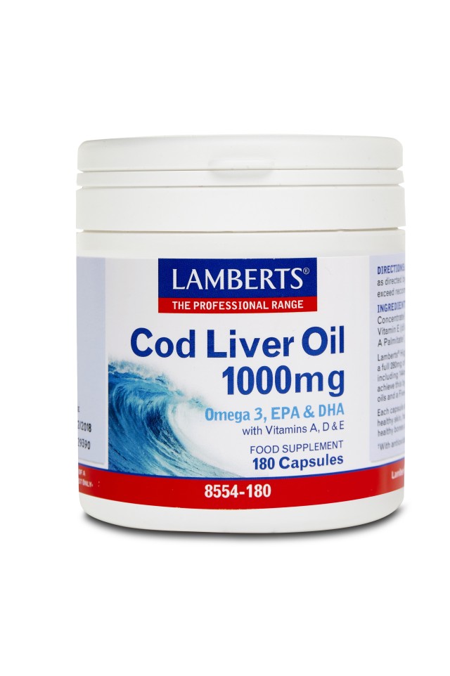 Lamberts Cod Liver Oil Μουρουνέλαιο 1000mg 180 κάψουλες