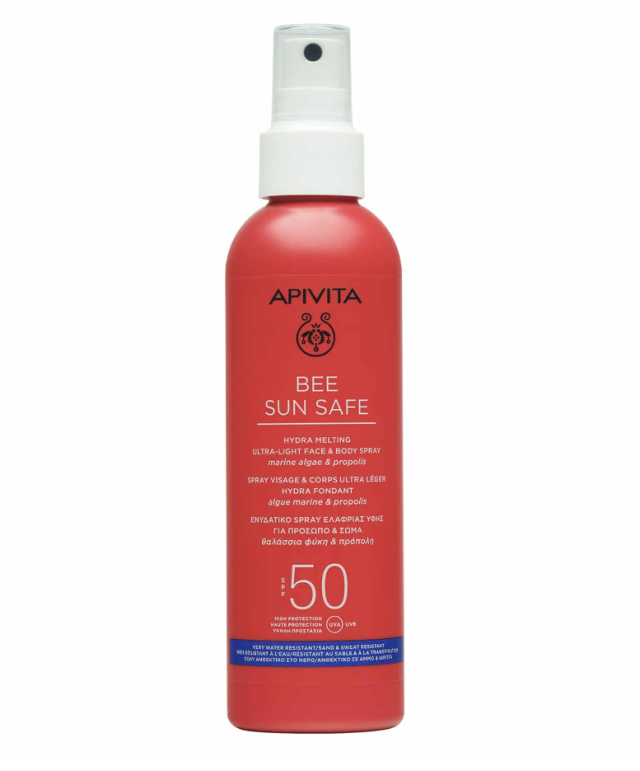 Apivita Bee Sun Safe Hydra Melting Ultra Light Αδιάβροχη Αντηλιακή Λοσιόν Προσώπου και Σώματος SPF50 σε Spray 200ml