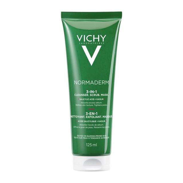 Vichy Normaderm 3 in 1 Scrub Cleanser Mask Απολέπιση Καθαρισμός Μάσκα Προσώπου 125ml