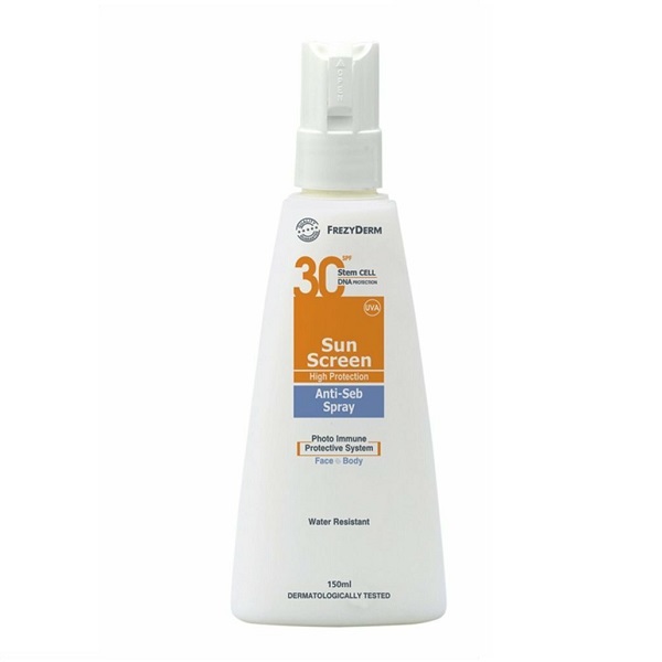 Frezyderm Sun Screen Anti-Seb σε Spray SPF30 Αδιάβροχη Αντηλιακή Λοσιόν Προσώπου και Σώματος 150ml