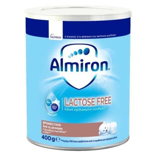 Nutricia Almiron Lactose Free για βρέφη τα οποία παρουσιάζουν δυσανεξία στην λακτόζη  400 gr
