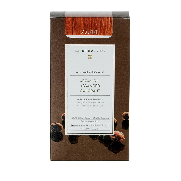 Korres Argan Oil Advanced Colorant 77.44 Ξανθό Έντονο Χάλκινο 50ml
