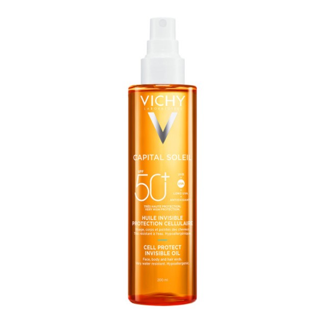 Vichy Capital Soleil Cell Protect Invisible Oil Αόρατο Λάδι Πολύ Υψηλής Προστασίας SPF50+ 200ml