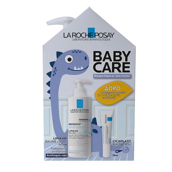 La Roche-Posay Baby Care Promo Lipikar Baume Light AP+M Ενυδατικό Βάλσαμο για  Βρέφη με Τάση Ατοπίας  400ml & Δώρο Cicaplast Baume B5+ για την Καταπράυνση του Δέρματος, 15ml