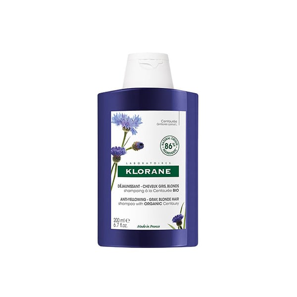 Klorane Anti-Yellowing Shampoo with Organic Centaury for Gray & Blonde Hair Σαμπουάν κατά του Κιτρινίσματος για Ασημένιες Ανταύγιες 200ml