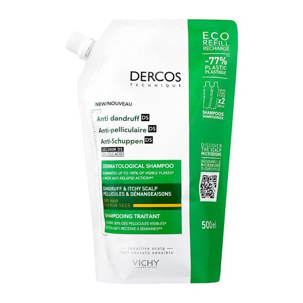 Vichy Dercos Anti Dandruff DS Eco Refill Ανταλλακτικό Σαμπουάν κατά της Πιτυρίδας για Ξηρά Μαλλιά 500ml
