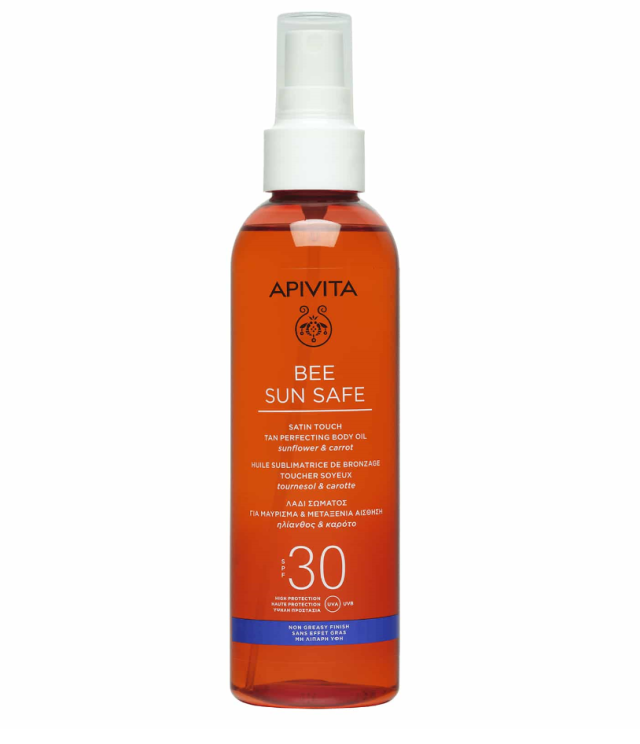 Apivita Bee Sun Safe Ηλίανθος & Καρότο Αδιάβροχο Αντηλιακό Λάδι για το Σώμα SPF30 σε Spray 200ml