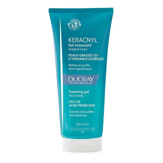 Ducray Gel κατά της Ακμής Keracnyl Foaming with Myrtacine Innovation for Face & Body για Λιπαρές Επιδερμίδες 200ml